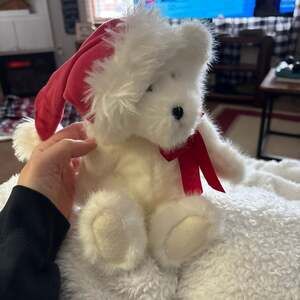 Boyds Bears Sparkle Kringlebeary 12" White Plush Christmas Santa Bear